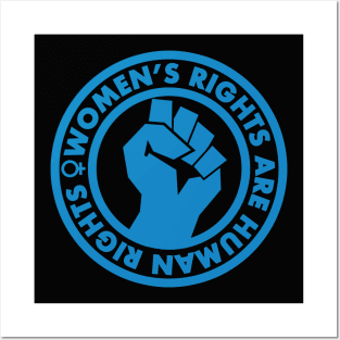 Women's Rights are Human Rights (blue inverse) Posters and Art